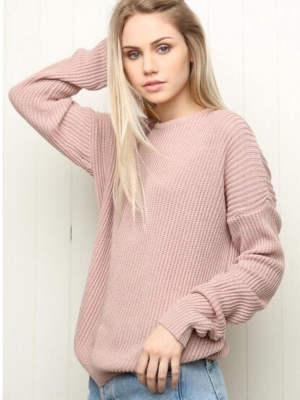 Brandy Melville Light Pink Ollie Knit Sweater